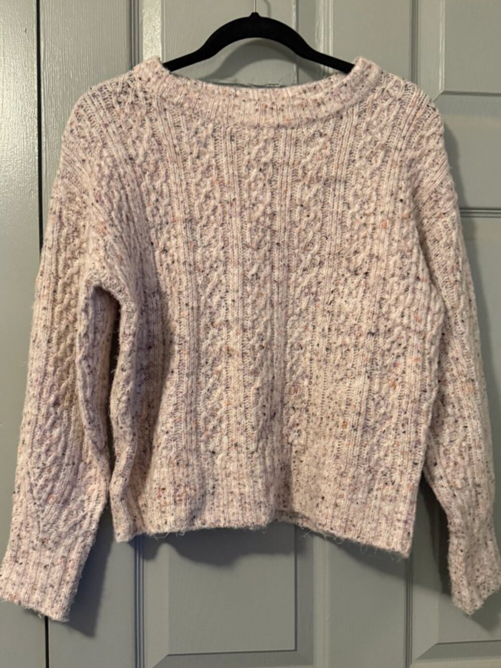 NWOT LOFT Cable Knit Speckled Sweater | Soft Pink Crewneck | Size S